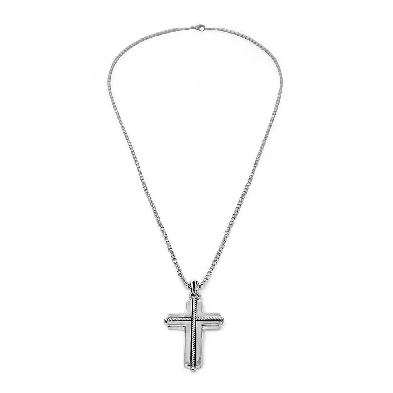 delicate necklaces for women-Stainless Steel Twist Cross Pendant Necklace