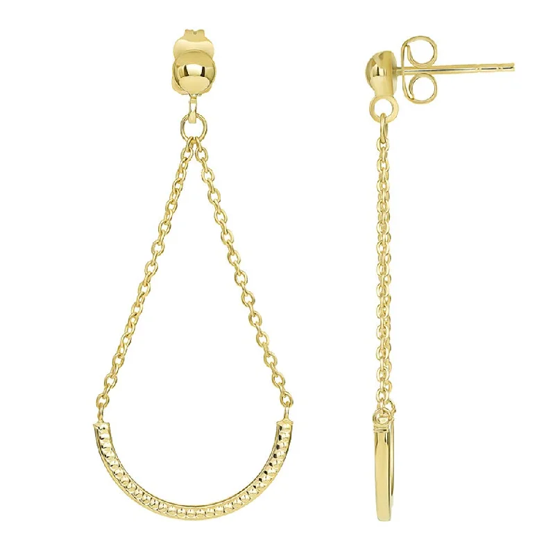 chunky earrings for women-14k Gold Open Teardrop Rolo Chain Drop Earrings with Friction Back - Yellow Gold