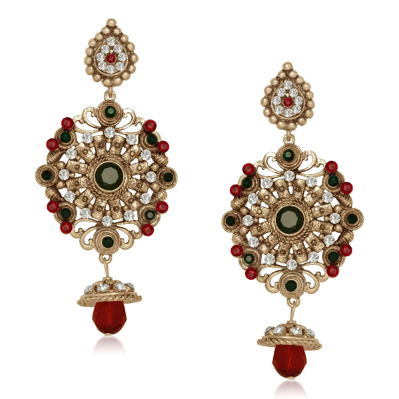 vintage diamond earrings for women-Amina Creation Gold Plated Dangler Earrings