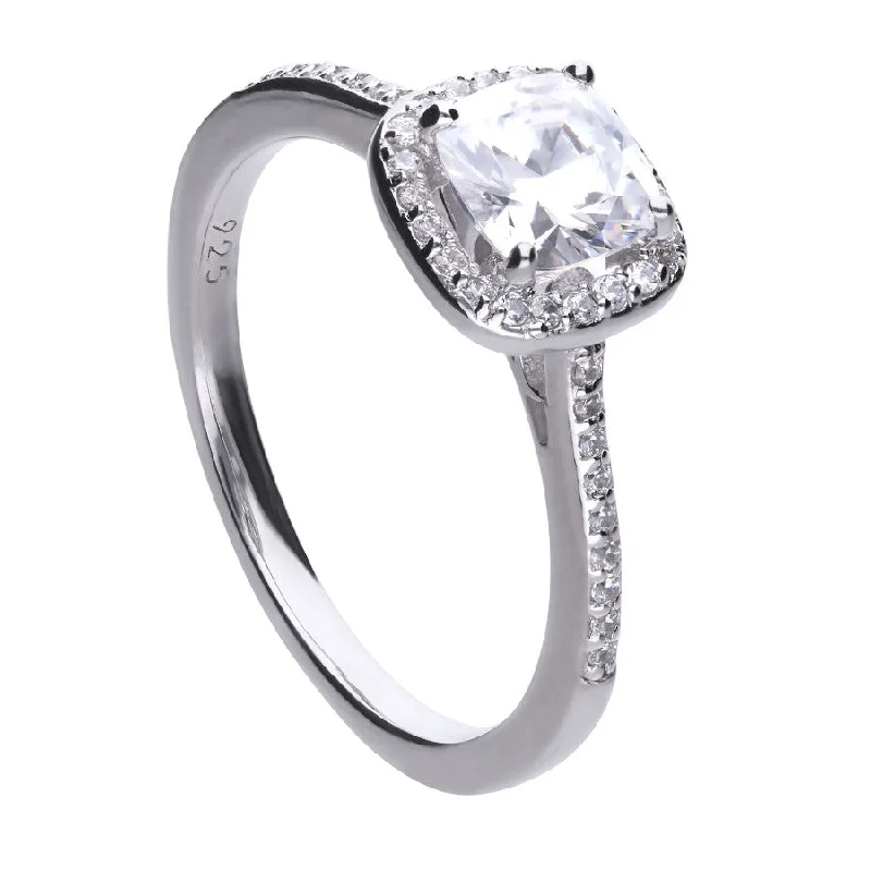 fashionable rings for women-Cushion Cut Pave Surround Ring - R3626