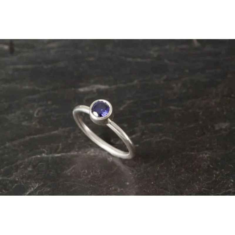 exclusive rings for women-Orca Blue CZ Stacking Ring - OR01- CZ Ring