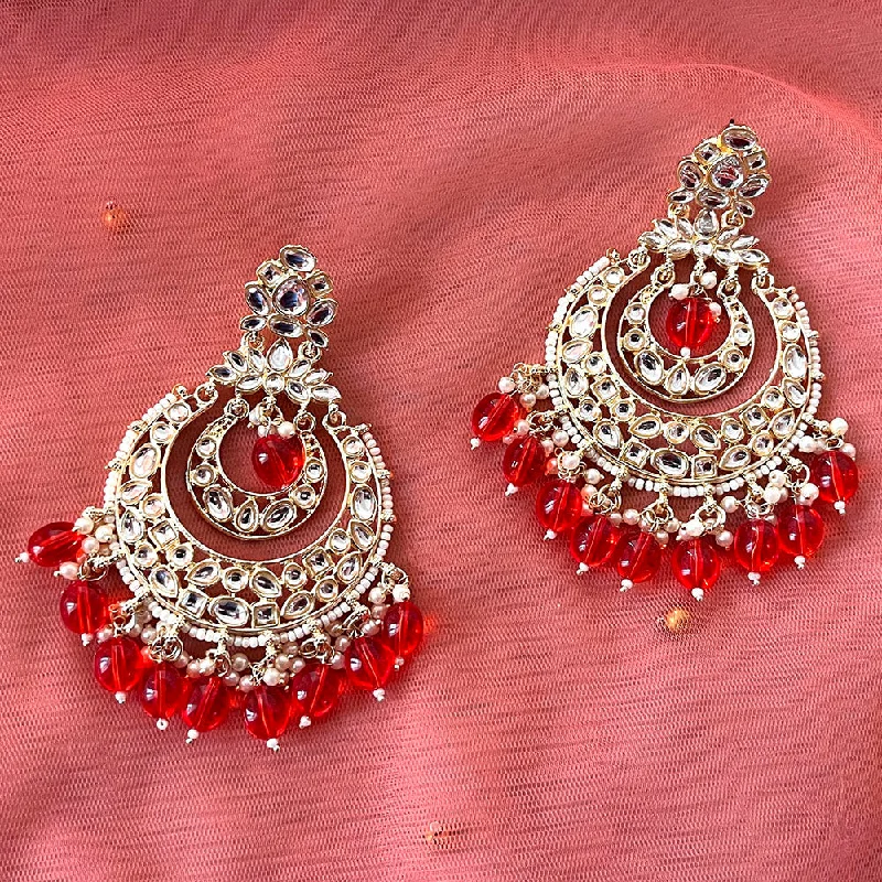 high-quality earrings for women-Shringarstreet Gold Plated Kundan Stone Dangler Earrings