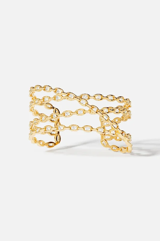 charm bracelets for women-Pavé Chain Cuff