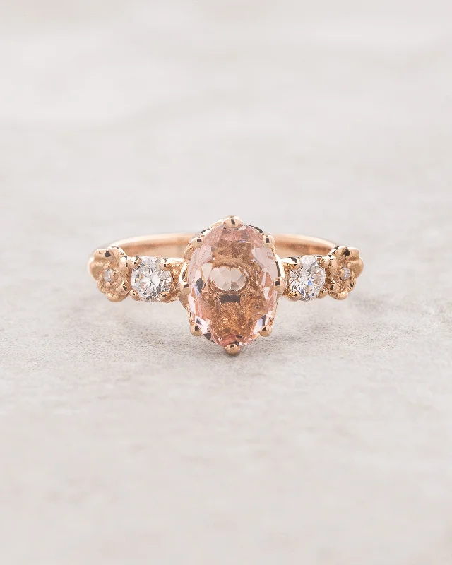 glamorous engagement rings for women-Oval morganite engagement ring / Fiorella