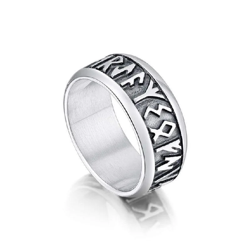 elegant rings for women-Runic Ring - Silver, Gold, Platinum, Palladium - Sizes J-P1/2 - RX34