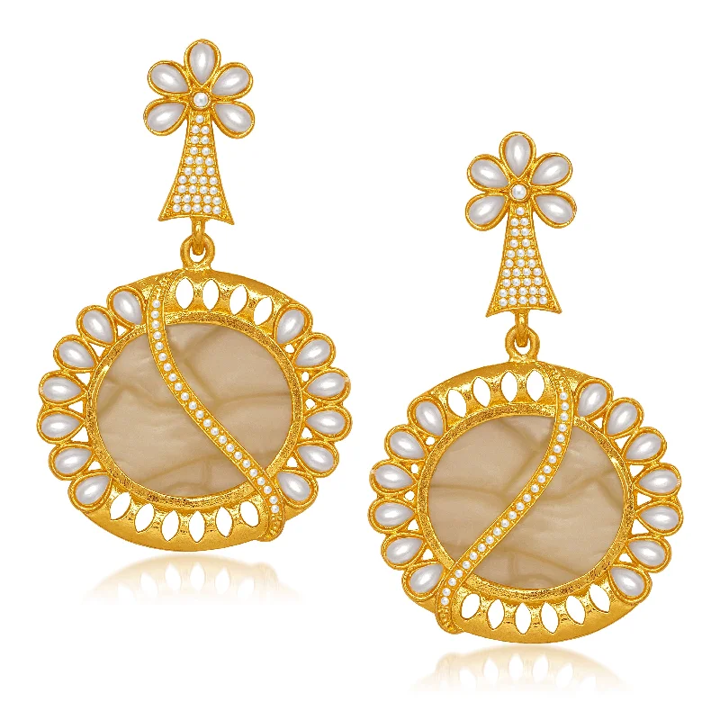 sparkling diamond earrings for women-Amina Creation Gold Plated Dangler Earrings