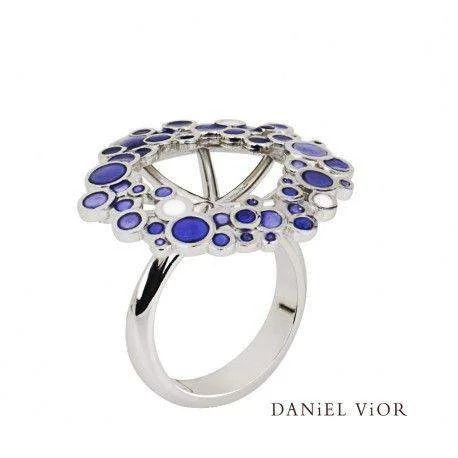 simple wedding rings for women-Silver & Enamel Designer Ring - Umbela -716411