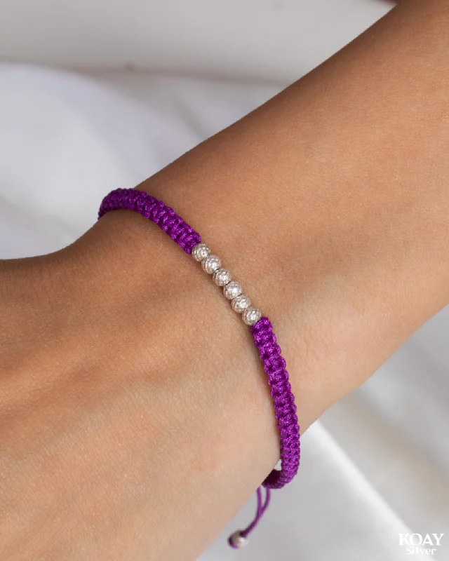 leather bracelets for women-Balls Purple Bracelet (02)