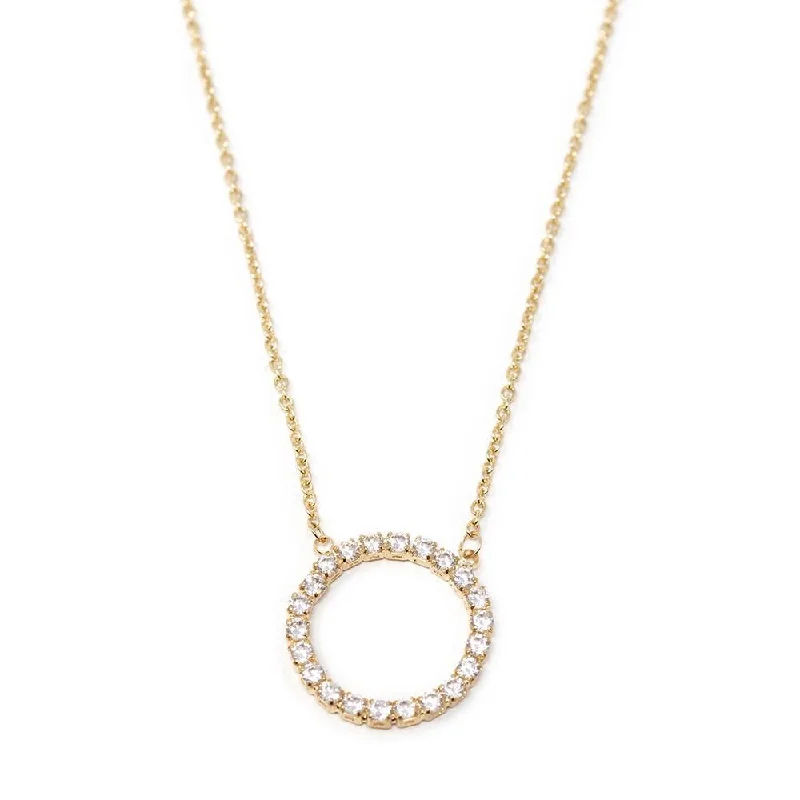 sterling silver necklaces for women-CZ Open Circle Necklace Gold Plated