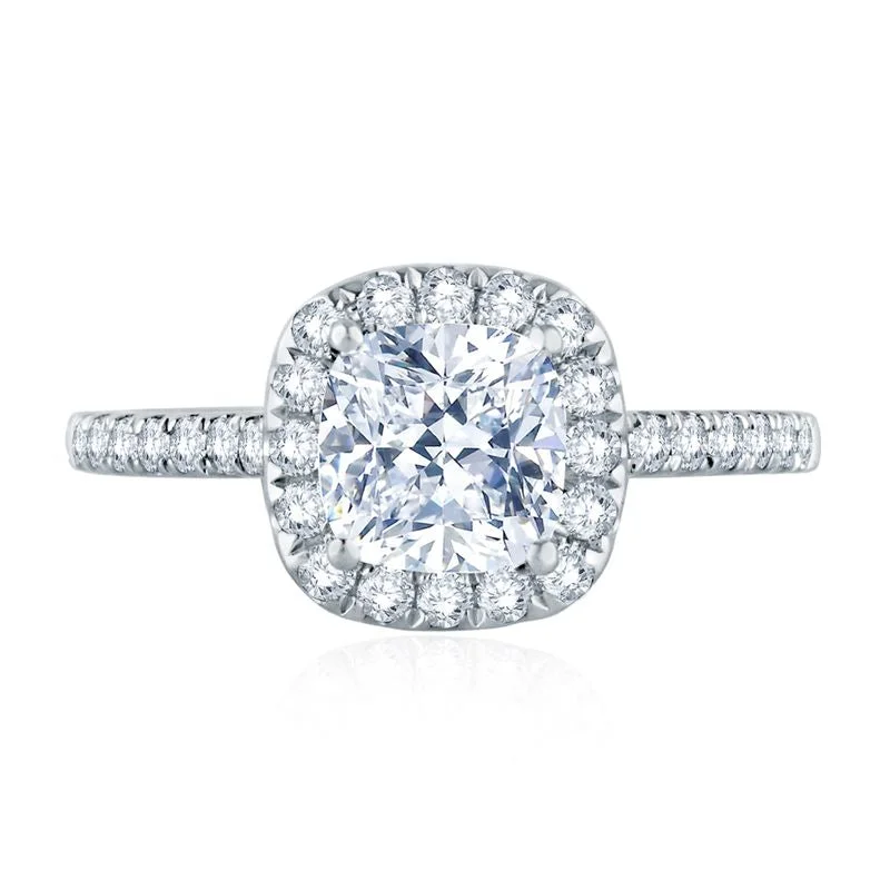 timeless engagement rings for women-A.Jaffe Engagement Rings Cathedral Open Bridge Halo Cushion Engagement Ring MES577/142