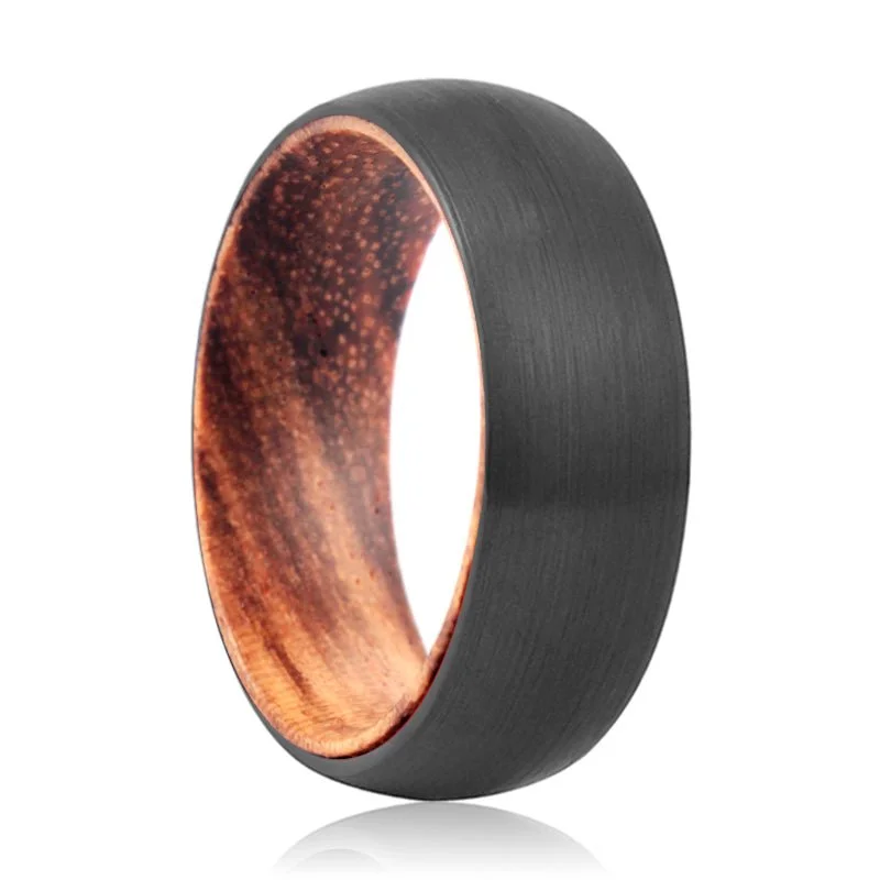 affordable engagement rings for women-TRIFEX | Tungsten Ring Zebra Wood