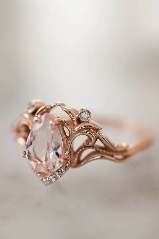 elegant engagement rings for women-Morganite and diamonds engagement ring / Lida small