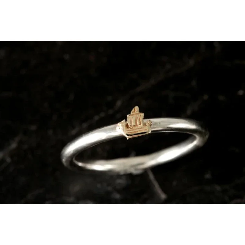 matching engagement rings for women-Up Helly Aa Stacking Ring - Gold Galley Ring