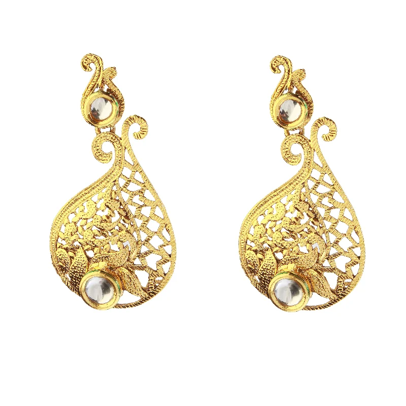 sparkling earrings for women-Amina Creation Gold Plated Dangler Earrings