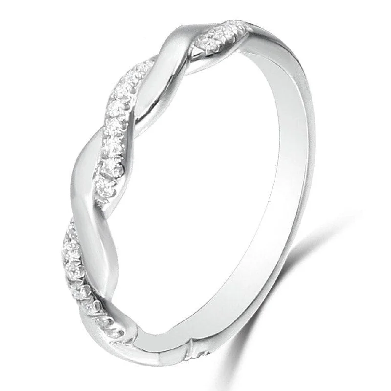 designer engagement rings for women-Twist Band Diamond Stackable Wedding Ring Band