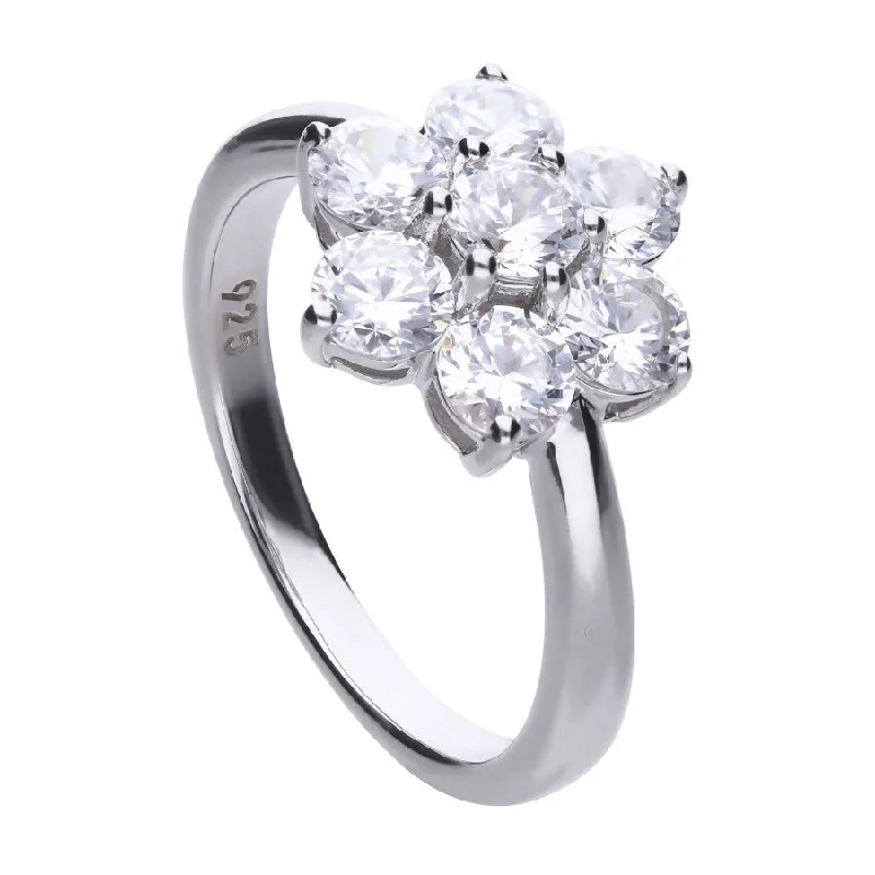 stackable rings for women-Flower Cluster Ring - R3656