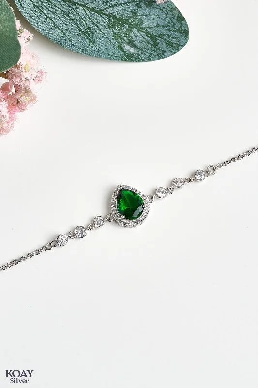 fashion bangles for women-Zircons Green Stone Bracelet