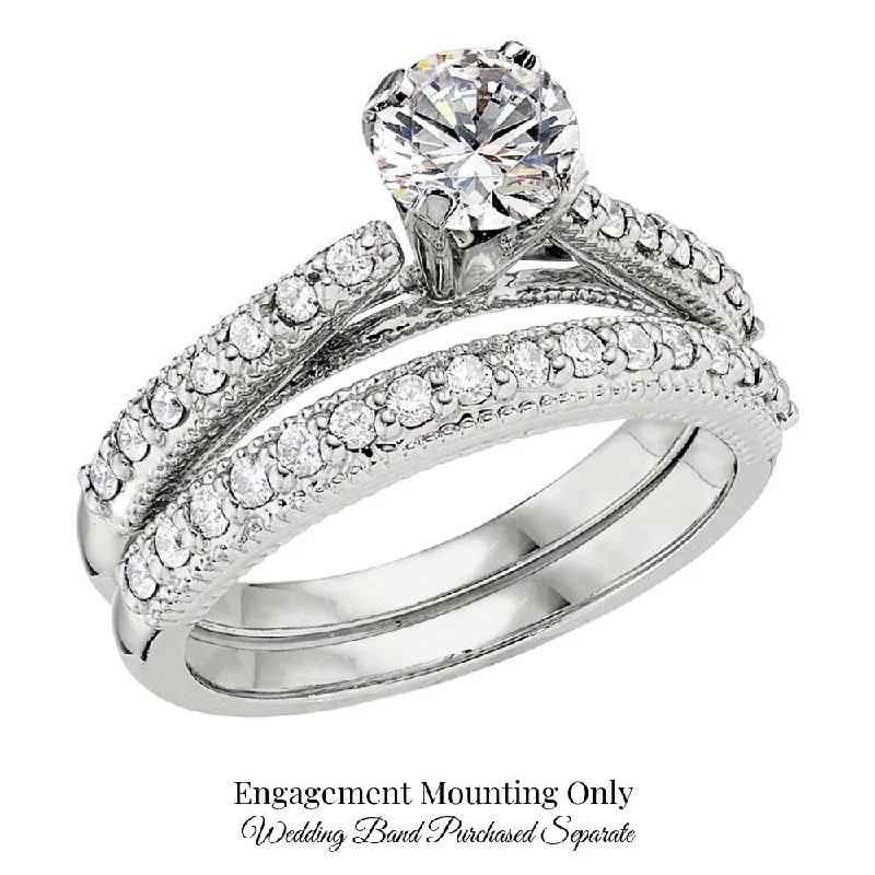 engagement rings for a proposal-Ornate Diamond Band Engagement Ring