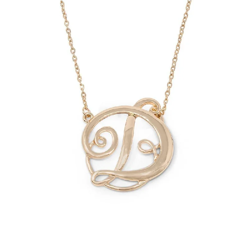 elegant necklaces for women-Monogram Initial Necklace D Gold Tone