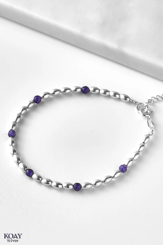 luxury bangles for women-Purple And Oval Bracelet