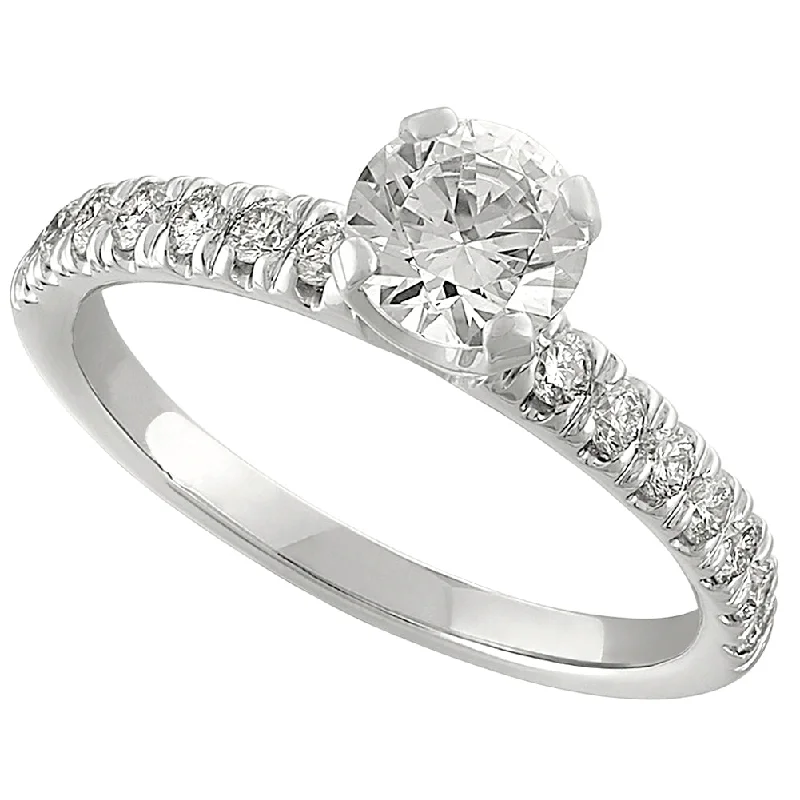 platinum engagement rings for women-Classic Diamond Engagement Ring .03CT Diamonds