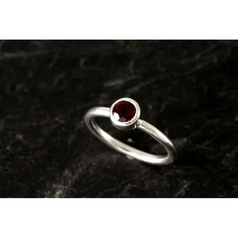 multi-band rings for women-Up Helly Aa Stacking Ring - Garnet Ring