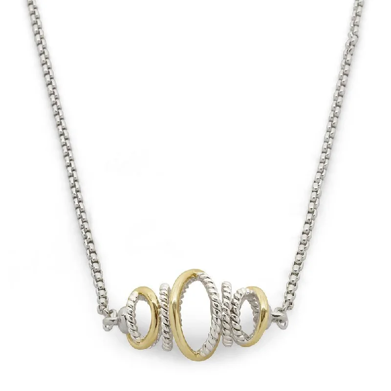 trendy pendant necklaces for women-Two Tone Crossover Rings Pendant Necklace