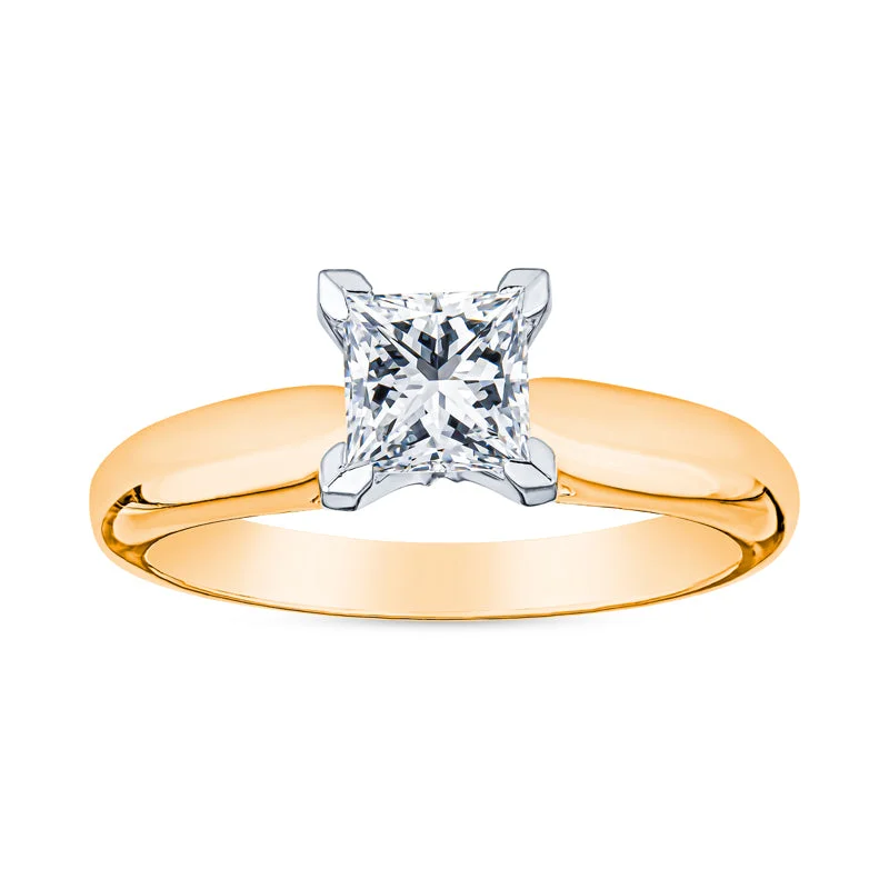 hand-crafted engagement rings for women-Princess Cut Diamond Solitaire Engagement Rings