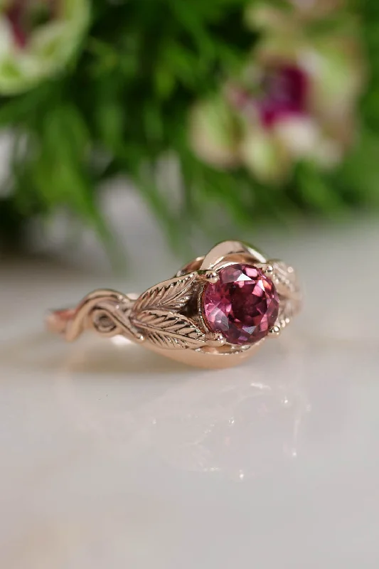 silver engagement rings for women-Rose gold engagement ring with pink tourmaline / Azalea