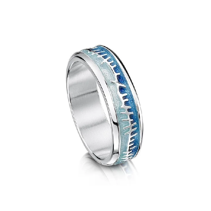 trendy wedding rings for women-Sterling Silver & Enamel Skyran Ring - ER100