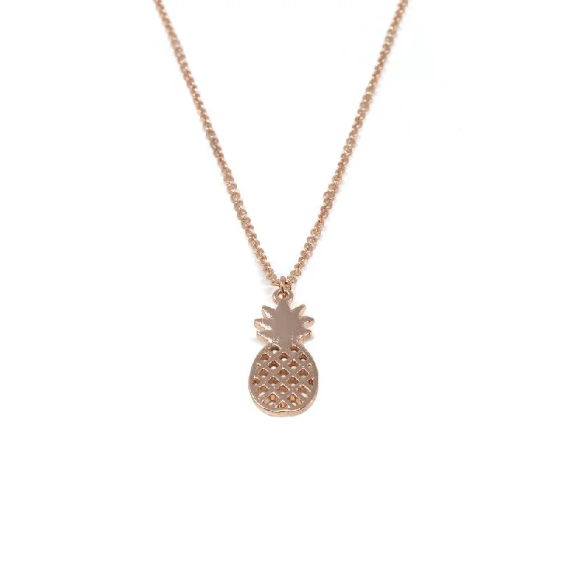 fashion-forward necklaces for women-18 Inch Pineapple Pendant Necklace Rose Gold Plated