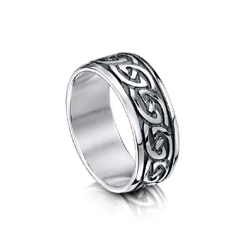 simple wedding rings for women-Celtic Knot Ring - Silver, Gold or Platinum - R23 - Size R-Z