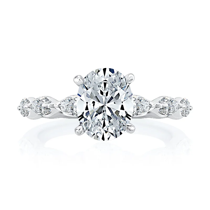 luxury diamond engagement rings for women-A.Jaffe Engagement Rings Four Prong Oval Center Diamond Engagement Ring MECOV2851/230B