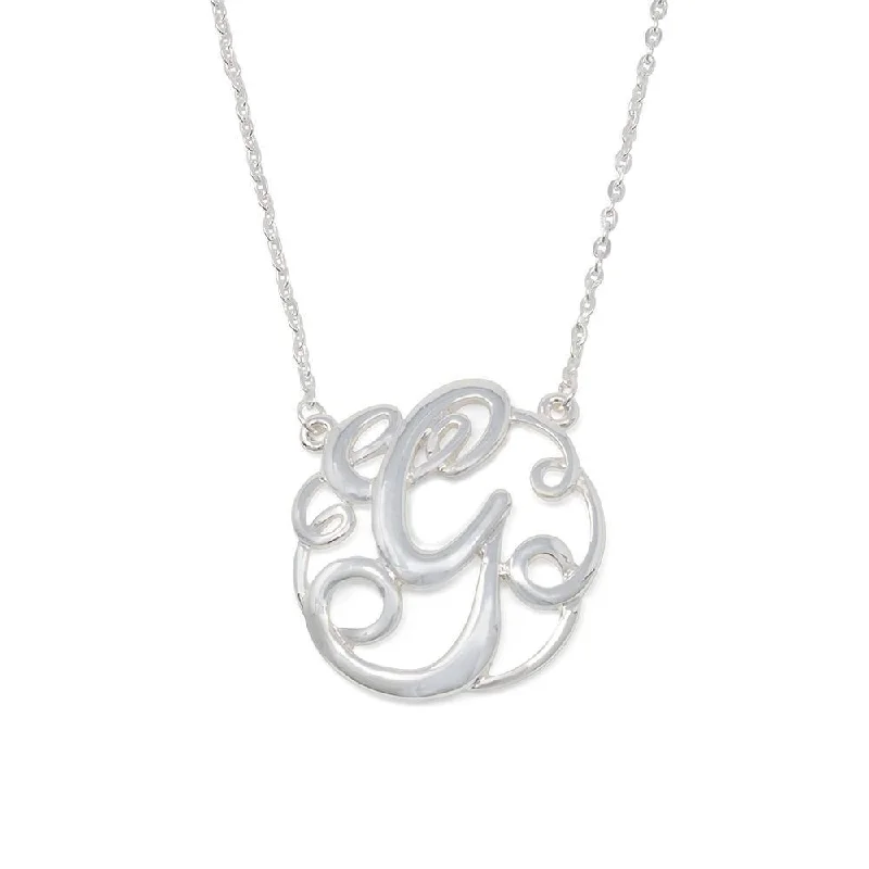 minimalist necklaces for women-Monogram Initial Necklace G Silver Tone