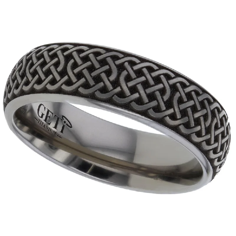 luxurious rings for brides-Celtic Titanium Ring - 2204-CLK8