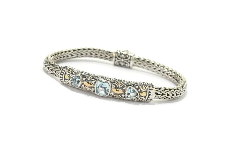 colorful bracelets for women-Trifecta Bracelet- Blue Topaz