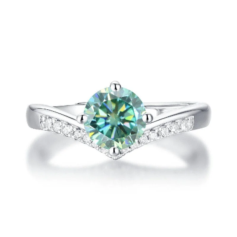 contemporary engagement rings for women-Chevron Ring 1.0ct Green Diamond Adjustable Ring