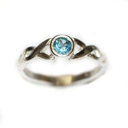 fine jewelry rings for women-Celtic Twist Sterling Silver & Blue Topaz Ring - SR175