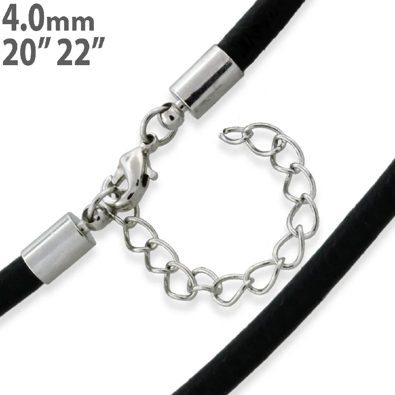 stylish chain necklaces for women-4.0mm Black Leather Cord w/ Adjustable Clasp