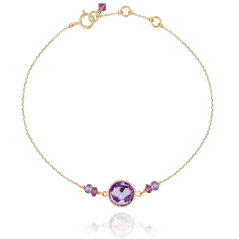 classic bracelets for women-Precious Chain Bracelet Amethyst - 18k Gold