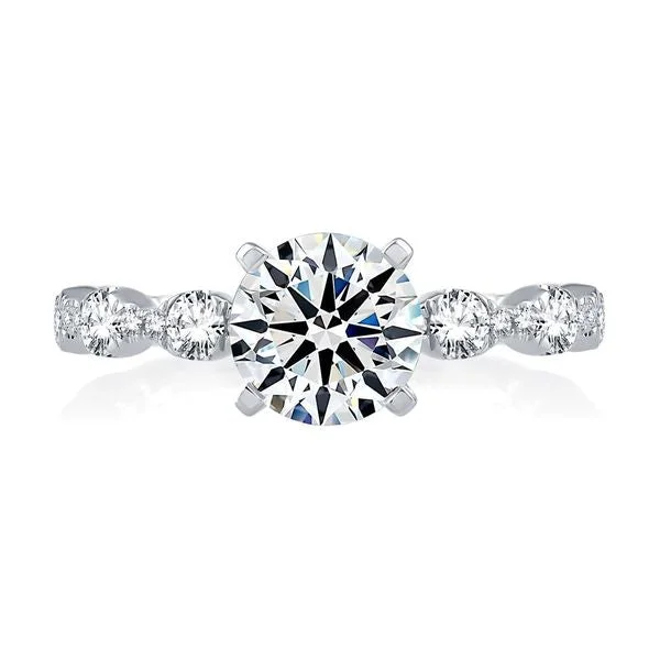 bridal ring sets for women-A.Jaffe Engagement Rings Four Prong Diamond Engagement Ring with Scalloped Band ME2303Q/220