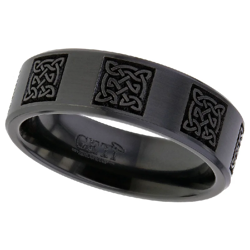 minimalistic rings for women-Zirconium Celtic Knotwork Ring - 4026CHB-CD10