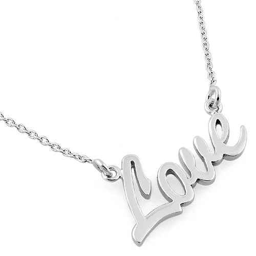 long necklaces for women-Sterling Silver Love Necklace