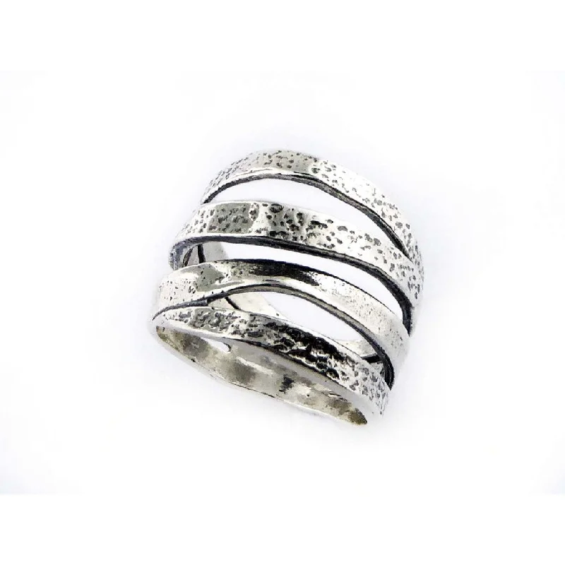 affordable engagement rings for women-Shablool Designer Silver Textured Ring - R02873