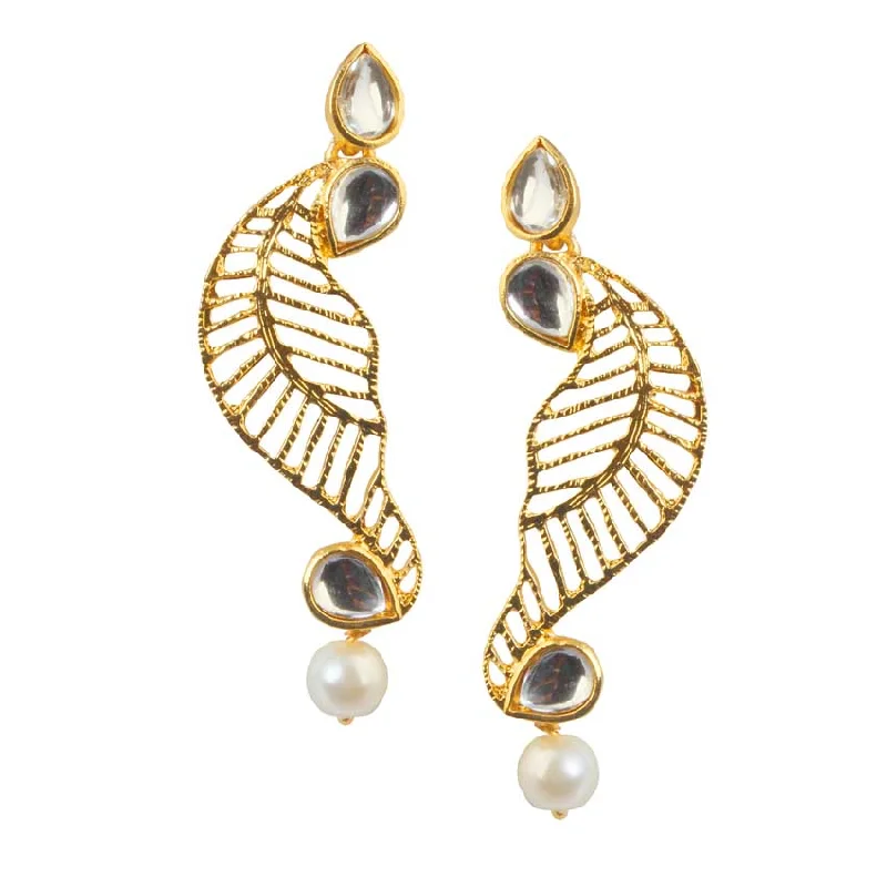 luxury earrings for women-Amina Creation Gold Plated Dangler Earrings