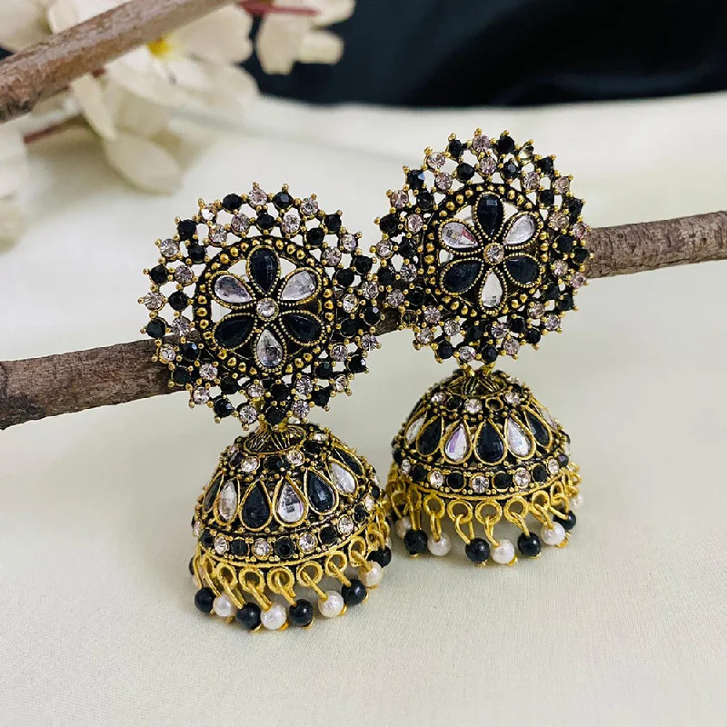 luxury diamond earrings for women-Subhag Alankar White & Black Attractive Kundan earrings For Girls and Women