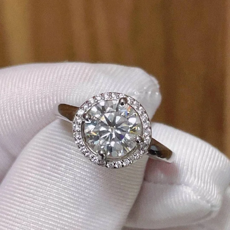 bridal engagement rings with diamonds-2ct 8mm Round Cut Diamond Engagement Ring