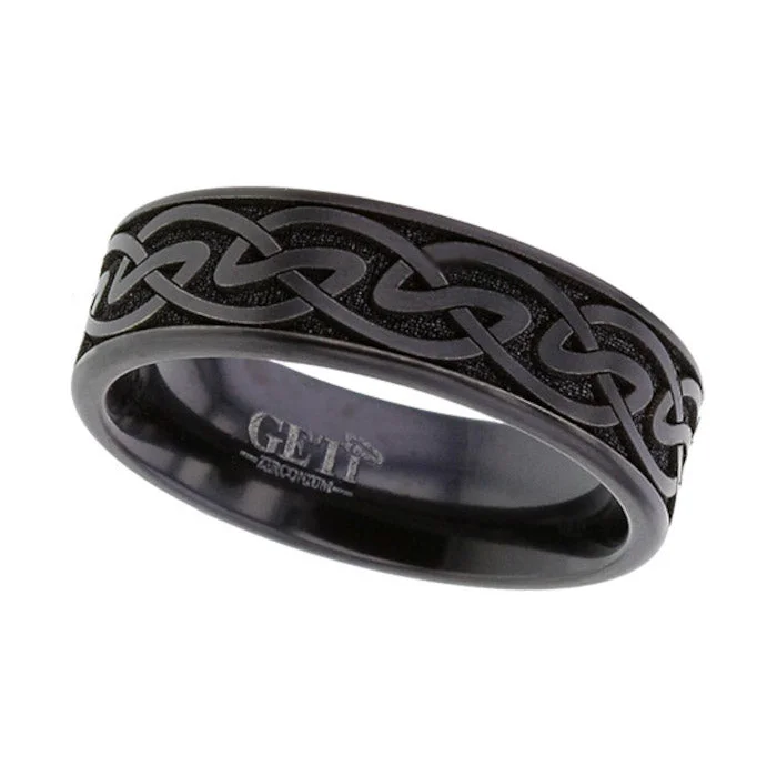 designer rings for women-Zirconium Celtic Knotwork Ring - 4059B-INV