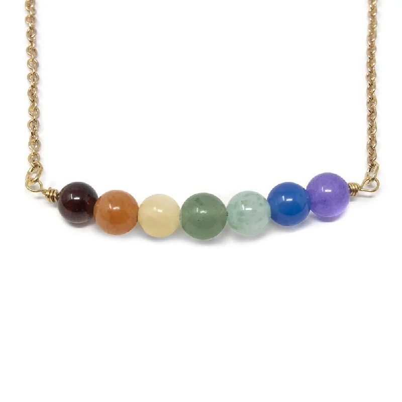 moon necklaces for women-Seven Chakras Station Necklace Gold Plated