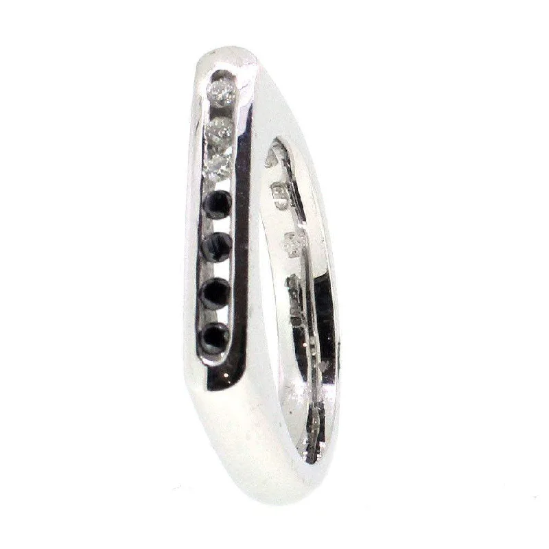 diamond rings for women-18 Carat White Gold with white and black diamond ring